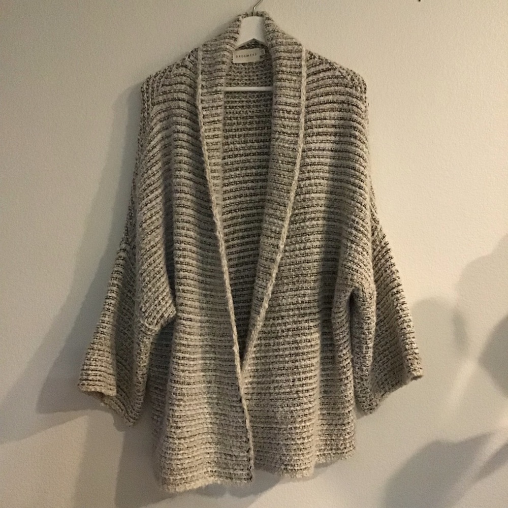 Dreamers by Debut Open‎ Front Knit Fuzzy Cardigan Sweater Size S/M